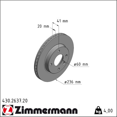 Zimmermann | Bremsscheibe | 430.2637.20