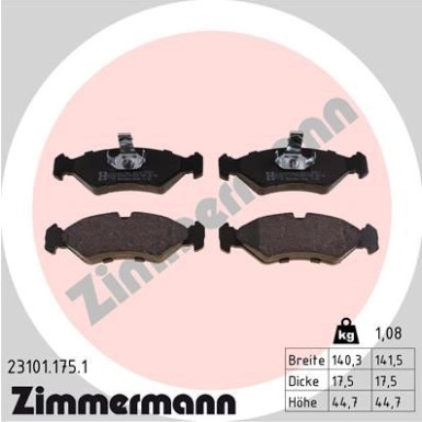 Zimmermann | Bremsbelagsatz, Scheibenbremse | 23101.175.1