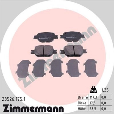 Zimmermann | Bremsbelagsatz, Scheibenbremse | 23526.175.1