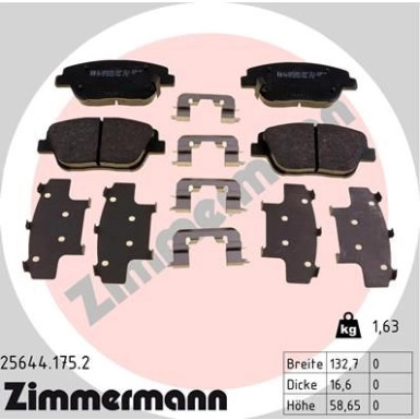 Zimmermann | Bremsbelagsatz, Scheibenbremse | 25644.175.2