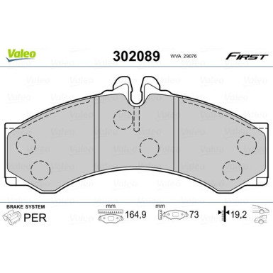 Valeo | Bremsbelagsatz, Scheibenbremse | 302089