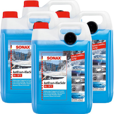 4x SONAX 01345000 Scheibenfrostschutz bis -18°C Citrus, 20L