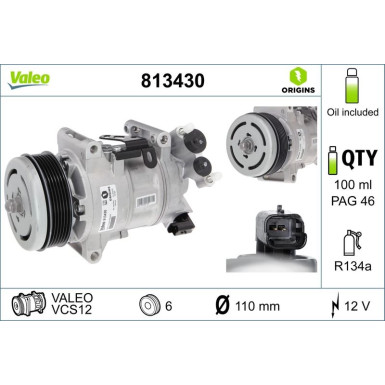 Valeo | Kompressor, Klimaanlage | 813430