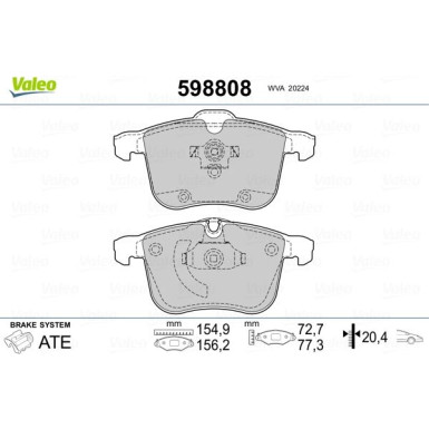 Valeo | Bremsbelagsatz, Scheibenbremse | 598808