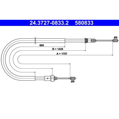 ATE | Seilzug, Feststellbremse | 24.3727-0833.2