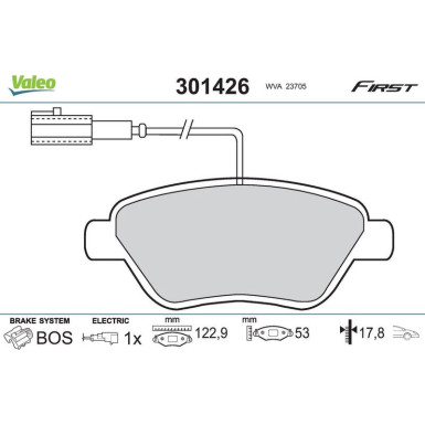 Valeo | Bremsbelagsatz, Scheibenbremse | 301426