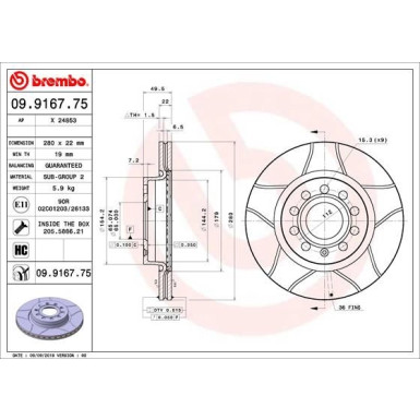 Brembo | Bremsscheibe | 09.9167.75