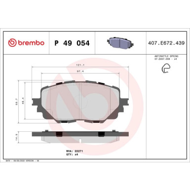 Brembo | Bremsbelagsatz, Scheibenbremse | P 49 054