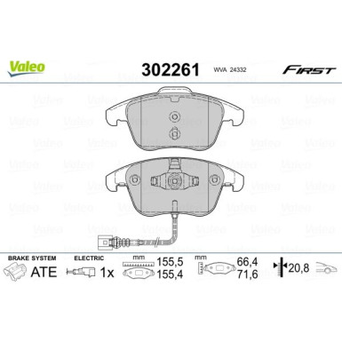 Valeo | Bremsbelagsatz, Scheibenbremse | 302261