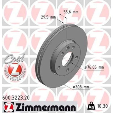 Zimmermann Bremsscheiben Ø308mm + Beläge VORNE für VW T5 (600.3223.20 + 23746.185.1)