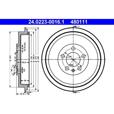 ATE | Bremstrommel | 24.0223-0016.1