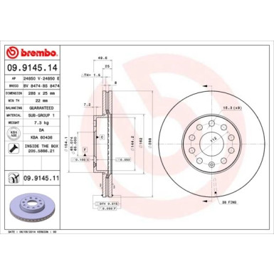 Brembo | Bremsscheibe | 09.9145.11