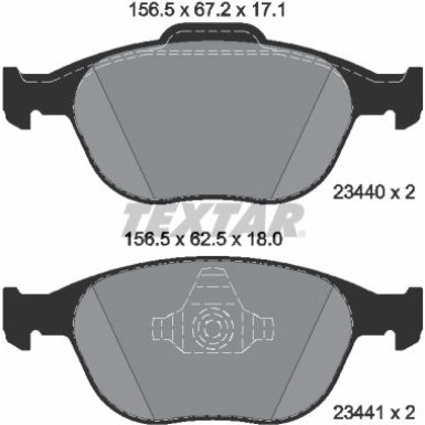 Textar | Bremsbelagsatz, Scheibenbremse | 2344007