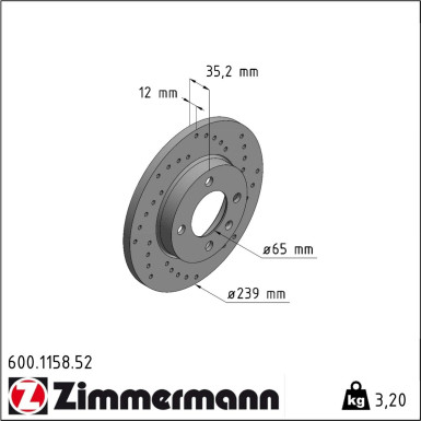 Zimmermann | Bremsscheibe | 600.1158.52