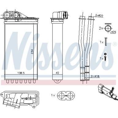 Nissens | Wärmetauscher, Innenraumheizung | 71161