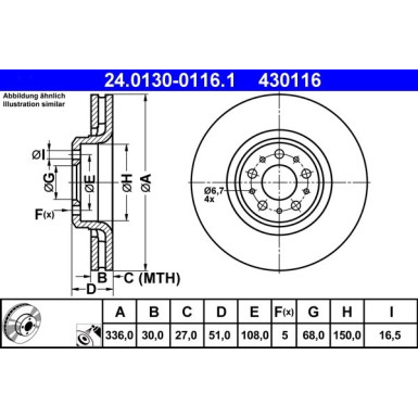 ATE | Bremsscheibe | 24.0130-0116.1