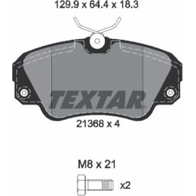 Textar | Bremsbelagsatz, Scheibenbremse | 2136801