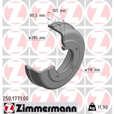 Zimmermann | Bremstrommel | 250.1771.00