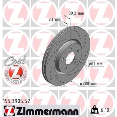 Zimmermann | Bremsscheibe | 155.3905.52