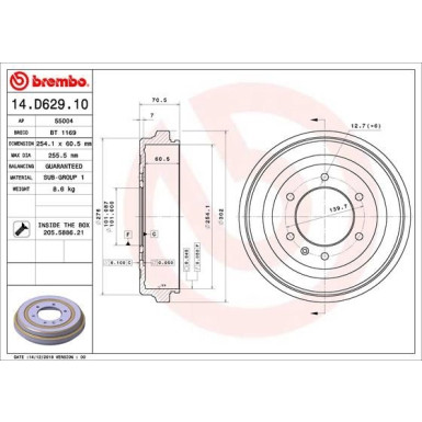 Brembo | Bremstrommel | 14.D629.10