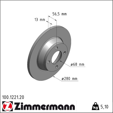 Zimmermann | Bremsscheibe | 100.1221.20