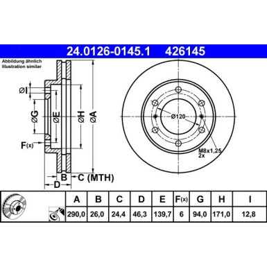 ATE | Bremsscheibe | 24.0126-0145.1