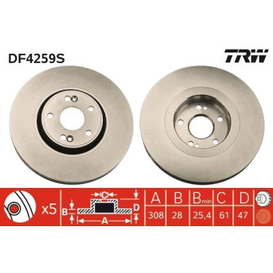 TRW | Bremsscheibe | DF4259S