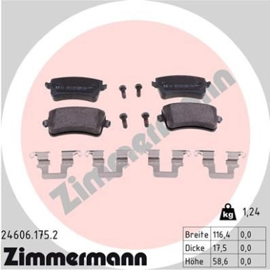 Zimmermann | Bremsbelagsatz, Scheibenbremse | 24606.175.2