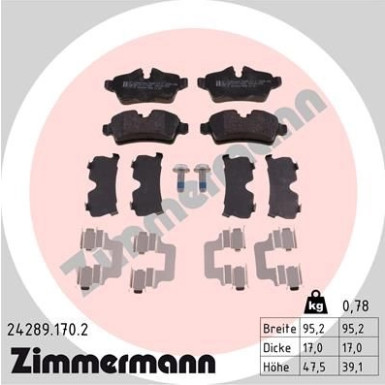 Zimmermann | Bremsbelagsatz, Scheibenbremse | 24289.170.2