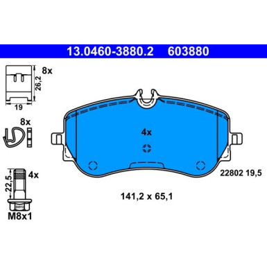 ATE 13.0460-3880.2 Bremsbeläge für VW AMAROK, CRAFTER, CALIFORNIA