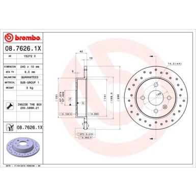 Brembo | Bremsscheibe | 08.7626.1X