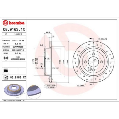 Brembo | Bremsscheibe | 08.9163.1X