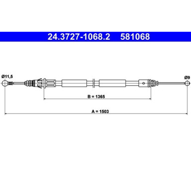 ATE | Seilzug, Feststellbremse | 24.3727-1068.2