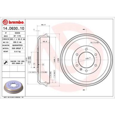 Brembo | Bremstrommel | 14.D630.10