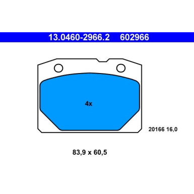 ATE | Bremsbelagsatz, Scheibenbremse | 13.0460-2966.2