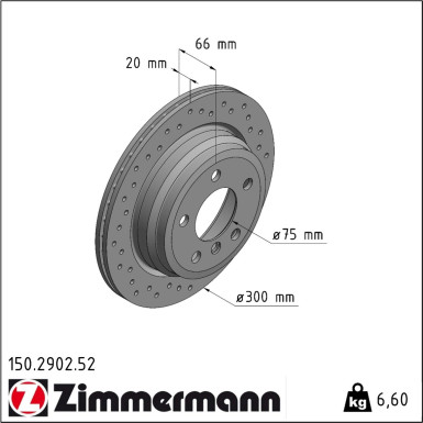 ZIMMERMANN SPORT COAT Z 150.2902.52 Bremsscheibe 300mm für BMW 3er, 4er, 6/5, 5x120, innenbelüftet, gelocht, beschichtet, hochgekohlt