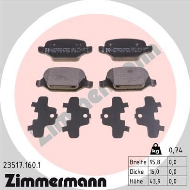 Zimmermann | Bremsbelagsatz, Scheibenbremse | 23517.160.1