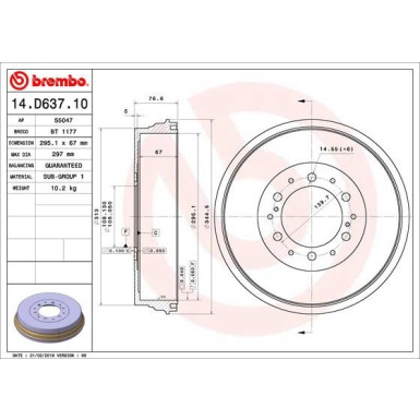 Brembo | Bremstrommel | 14.D637.10