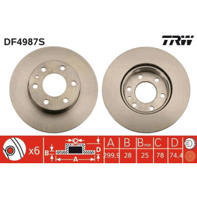 TRW | Bremsscheibe | DF4987S