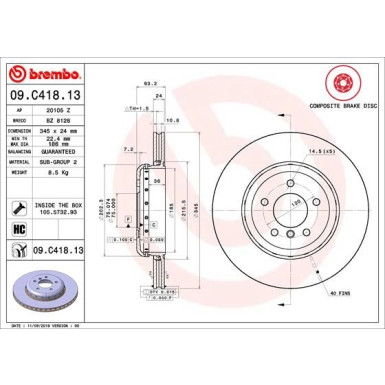 Brembo | Bremsscheibe | 09.C418.13