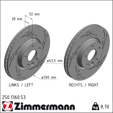 Zimmermann | Bremsscheibe | 250.1360.53