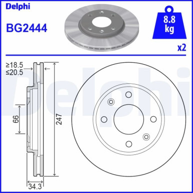 Delphi | Bremsscheibe | BG2444