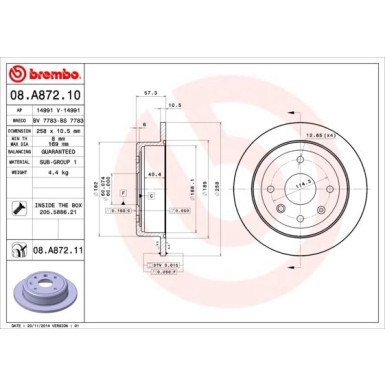 Brembo | Bremsscheibe | 08.A872.11