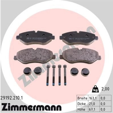 Zimmermann | Bremsbelagsatz, Scheibenbremse | 29192.210.1