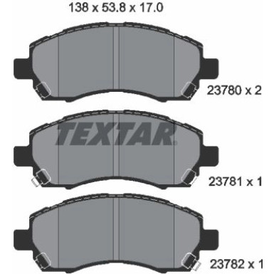 Textar | Bremsbelagsatz, Scheibenbremse | 2378001