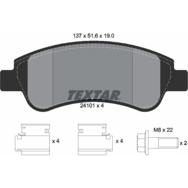 Textar | Bremsbelagsatz, Scheibenbremse | 2410101