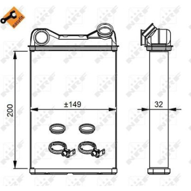 NRF | Wärmetauscher, Innenraumheizung | 54292