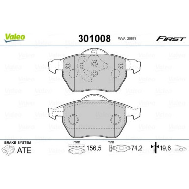 Valeo | Bremsbelagsatz, Scheibenbremse | 301008