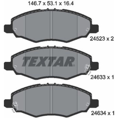 Textar | Bremsbelagsatz, Scheibenbremse | 2452301