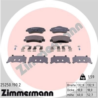 Zimmermann | Bremsbelagsatz, Scheibenbremse | 25250.190.2